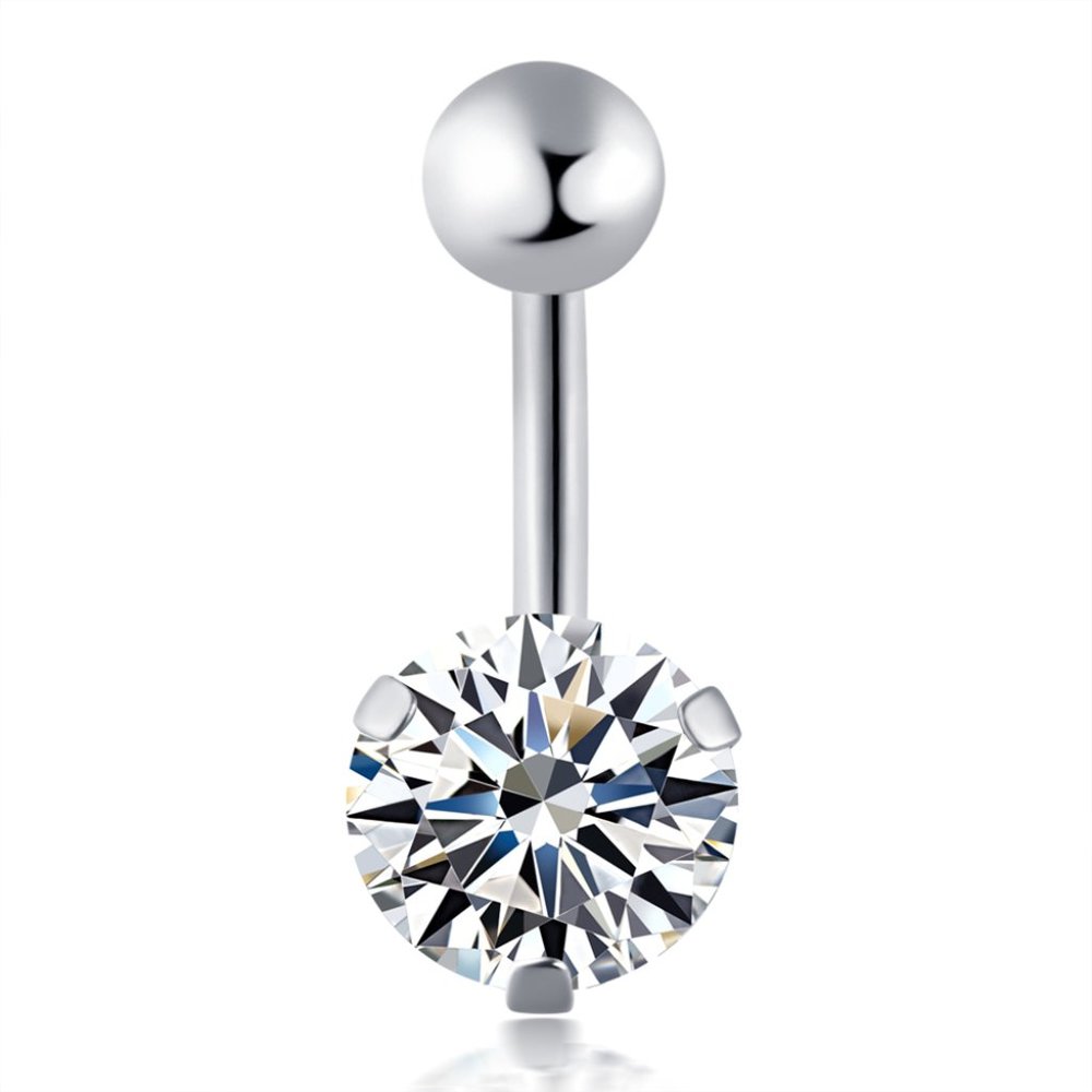 CZ Belly button Ring, surgical steel belly ring